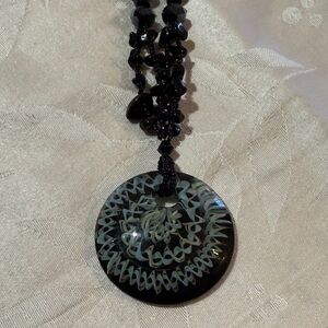 Elegant Black Medallion Pendant Necklace